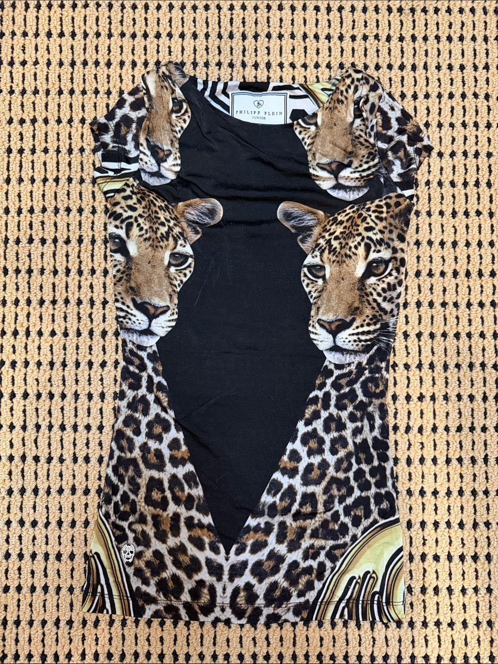 Philipp Plein 4 girls dress Black & Brown Leopard Panel Graphic